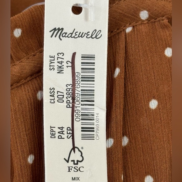 NWT Madewell Sophia Cami Tiered Midi Dress in Dot Brown Polka Dot Size 12 Spring - Picture 7 of 12